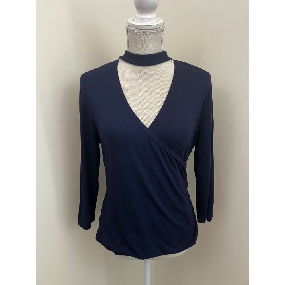 IZ Byer Blue Long Sleeve Top V-Neck Size XL